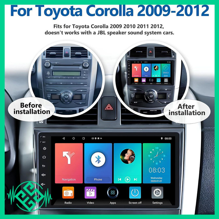 مانیتور اندروید تویوتا کرولا 2006-2013 مدل MTK